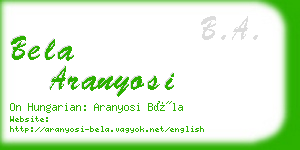 bela aranyosi business card